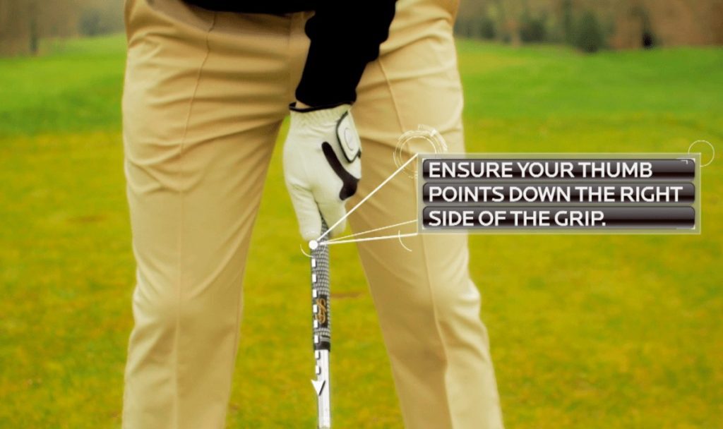 how to hold a golf club showing left hand golf grip