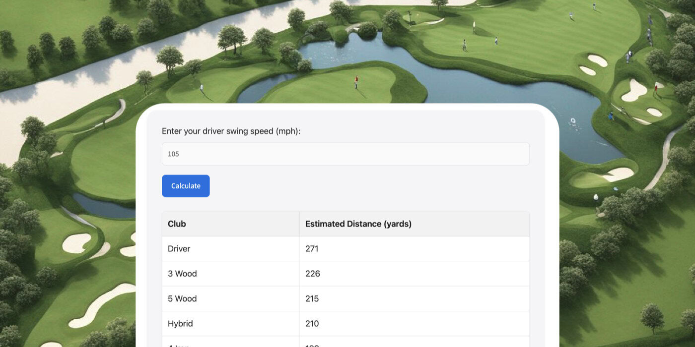 Golf club distance calculator header