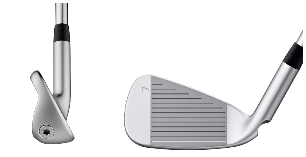 Best irons for high handicap golfers, the Ping G410 from face on and toe view