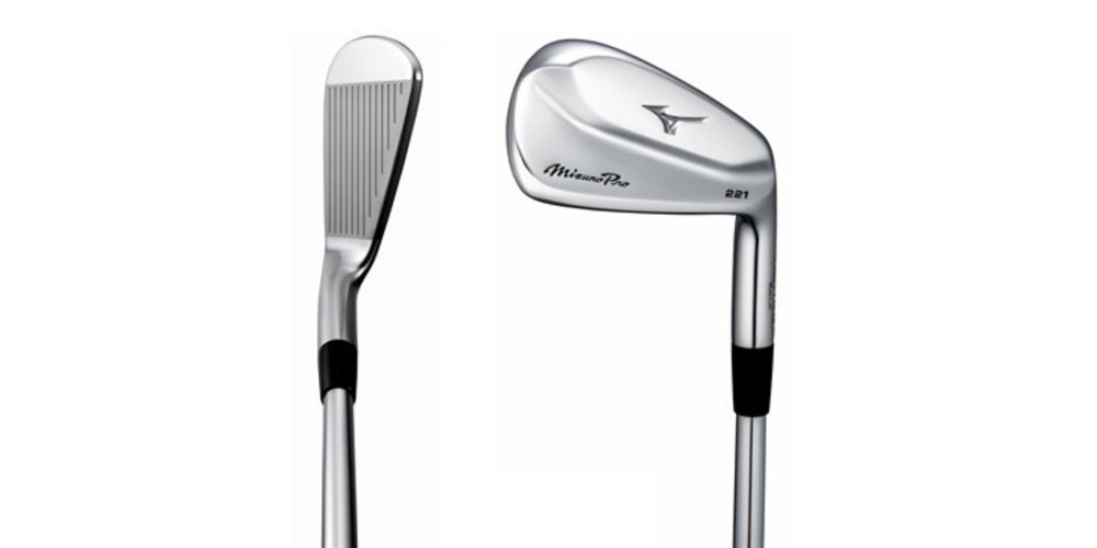 Mizuno Pro 221 irons looking down and in profile