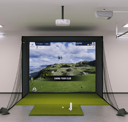 SkyTrak SIG10 Golf Simulator Package on a large screen 