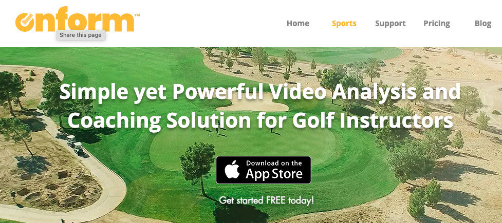 OnForm Golf app header
