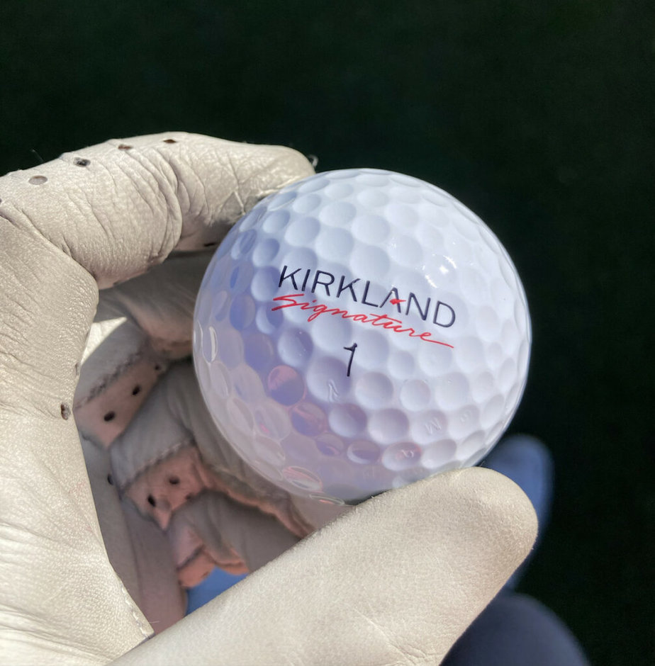 Kirkland Golf ball testing close up of golf ball with no scuffs