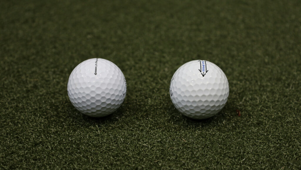 Titleist Tour Speed golf ball alignment vs pro v1