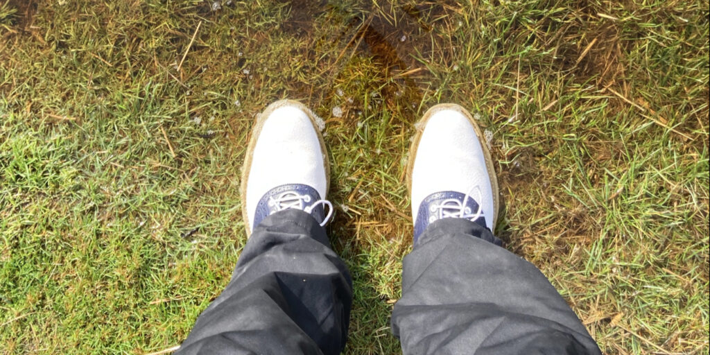 FootJoy Traditions golf shoes testing in puddles