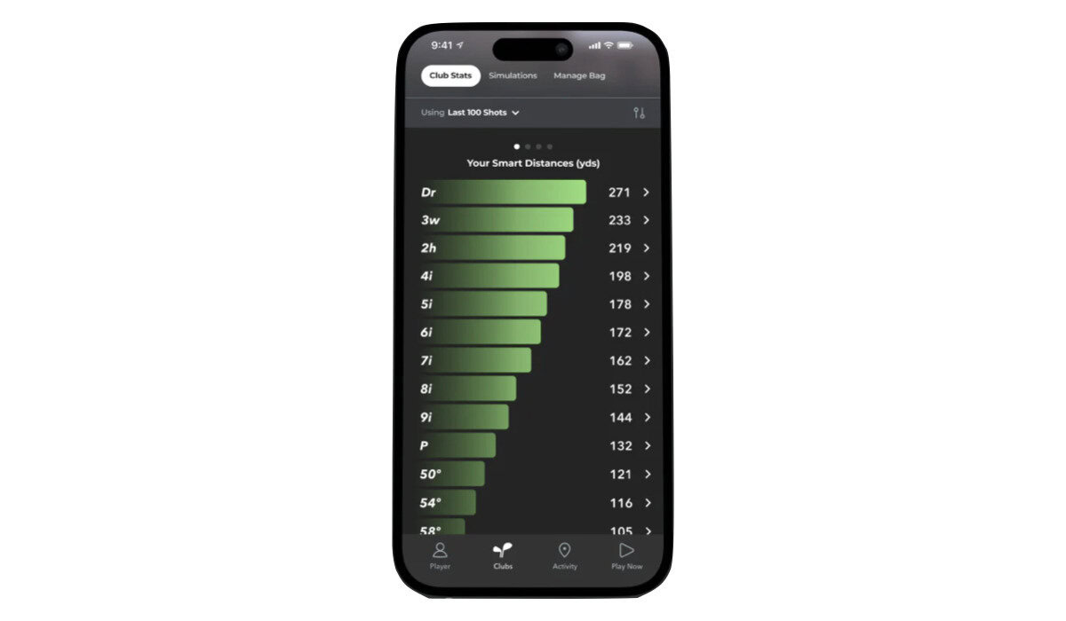 Arccos Golf app showing strokes gained breakdown and AI caddie recommendations