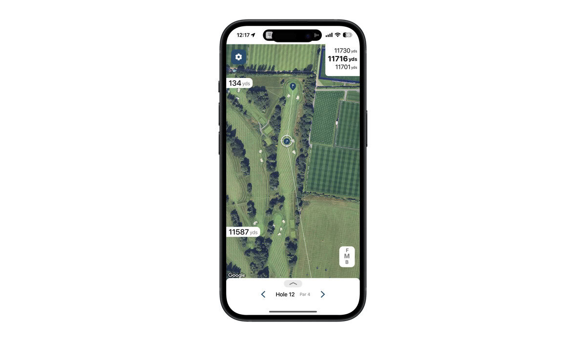 Shot Scope app showing strokes gained breakdown and MyStrategy dispersion cones